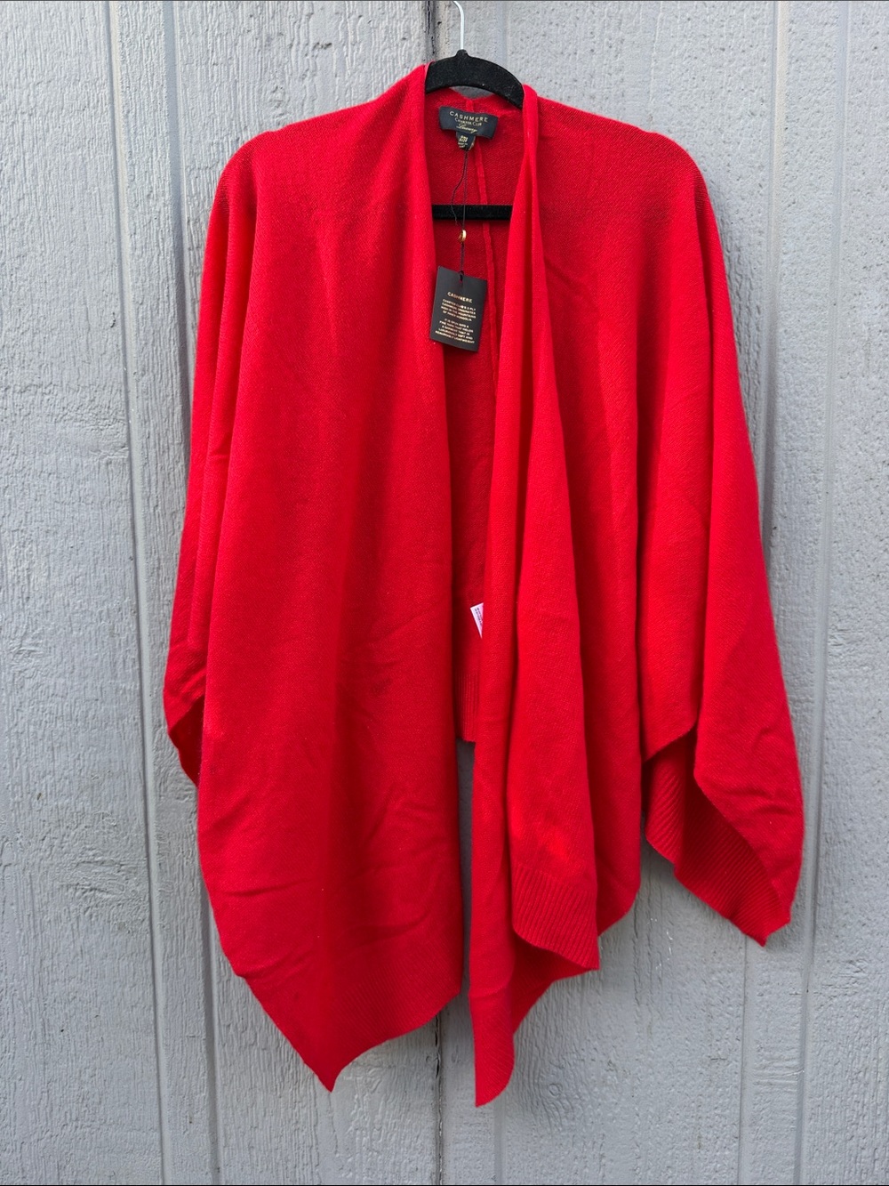 Charter Club Bright Red Open-Front Draped 100% Cashmere Poncho